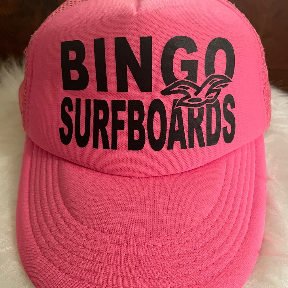 Retro “BINGO Surfboards” Neon Pink Mesh Truck Adjustable Cap